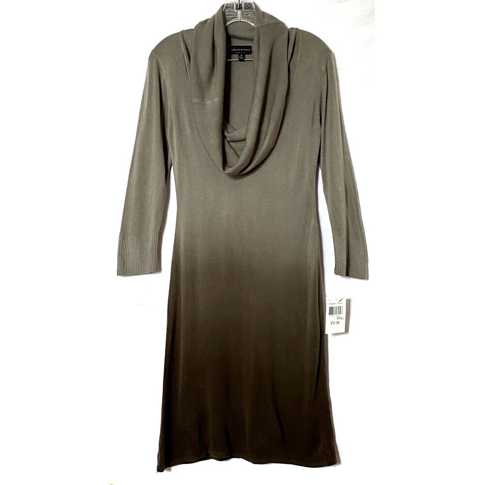 Connected Apparel Sweater Dress Womens Small Pewter Grayish Brown Ombre Cowl NWT - Picture 1 of 10